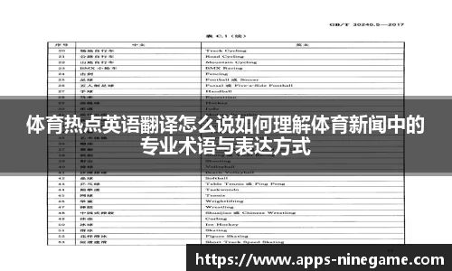 体育热点英语翻译怎么说如何理解体育新闻中的专业术语与表达方式